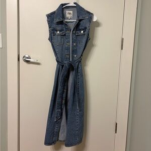 Zara Denim Belted Midi Dress